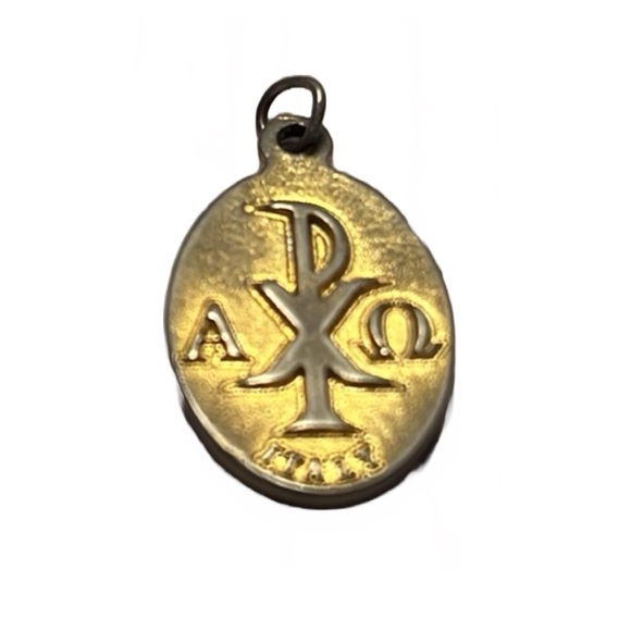 Vintage Italy Blessed Mary Alpha & Omega Religious Medal. Pre Owned - Picture 2 of 2